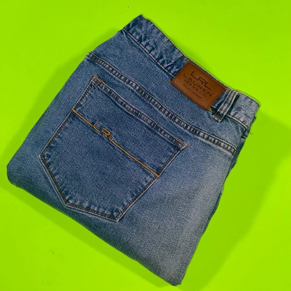 Lauren Ralph Lauren Jeans Co Womens 20W‎ Medium Wash Straight Leg Denim Blue